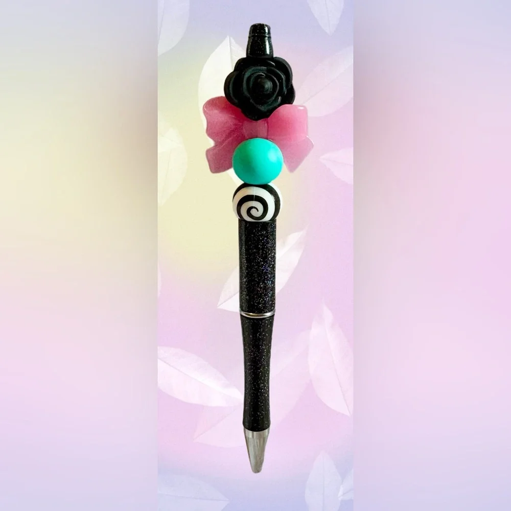 Emo Black Rose - Custom Colorful Ink Pen